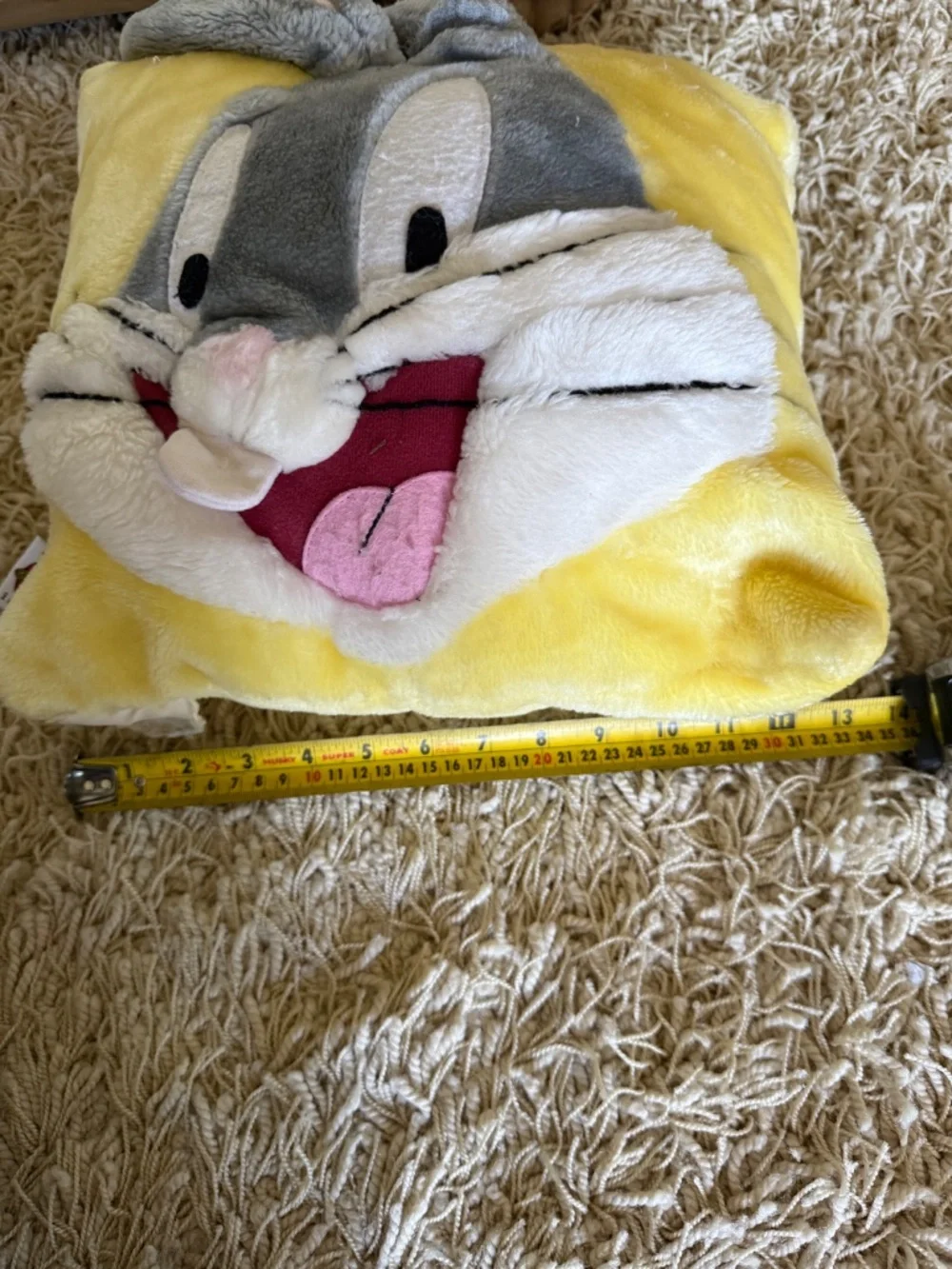Bugs Bunny Plush Throw Pillow Warner Bros Looney Tunes Vintage 2000